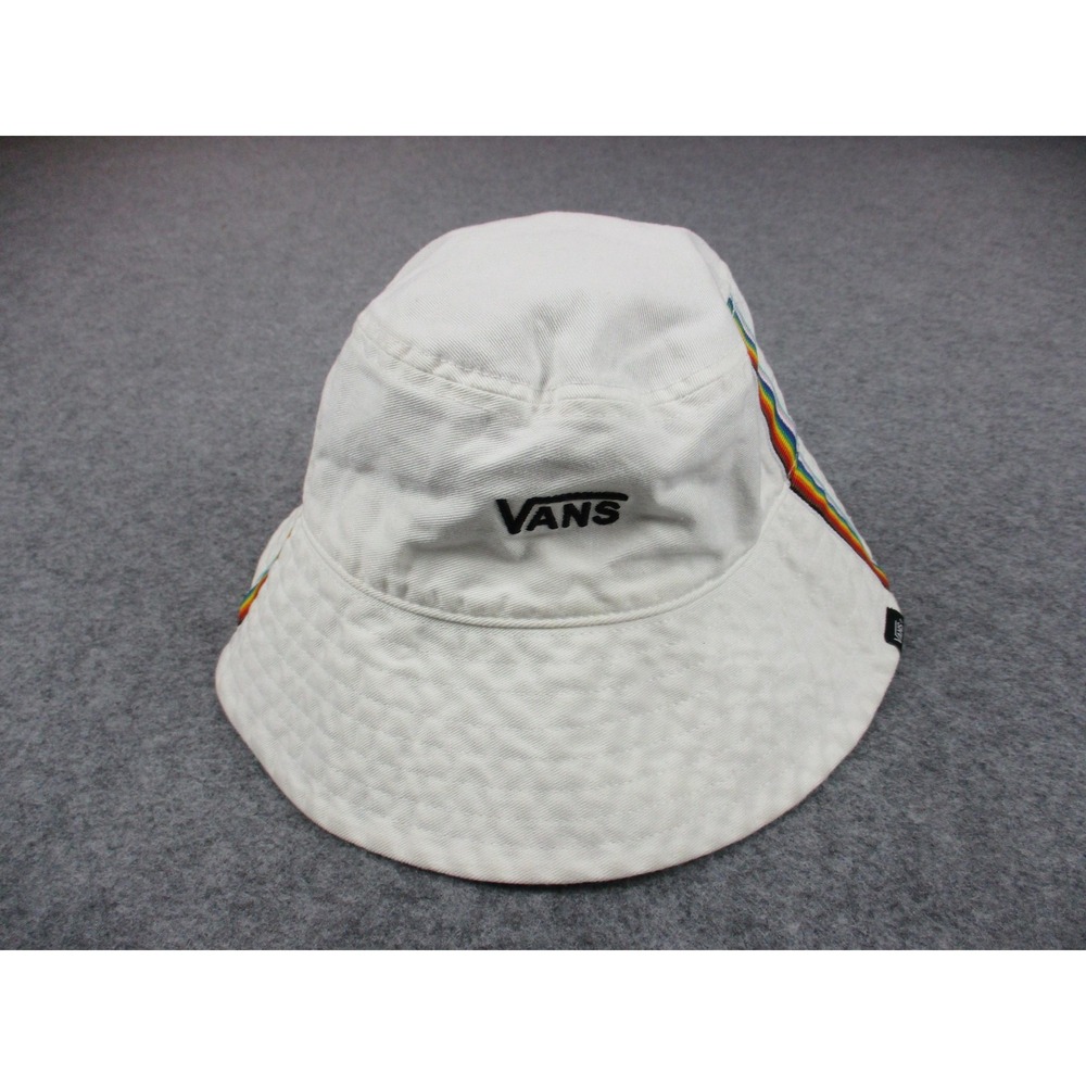 Vans Hat Cap Bucket Mens One Size White Rainbow Stripe Twill Cotton Skater